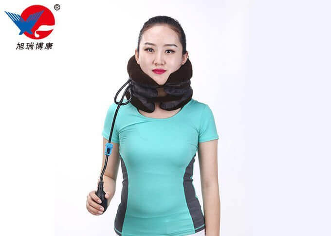 Free Size Black Cervical Traction Collar Encrypted Knitted Full Elastic Flannel Material